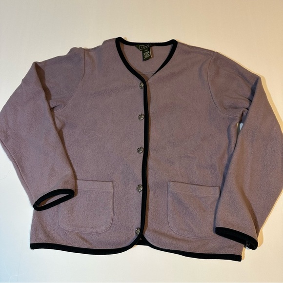 L.L. Bean pewter button up fleece jacket - Picture 1 of 6